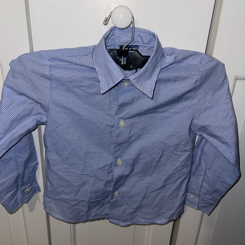 Izod Kids Blue and White Striped Button Down Shirt